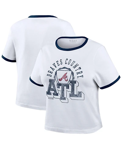Wear by Erin Andrews Women's White Atlanta Braves Ringer Baby T-Shirt