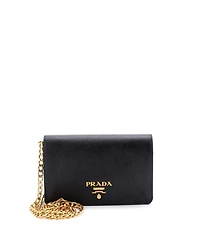 Pre-Owned Prada Chain Wallet Crossbody Saffiano Leather