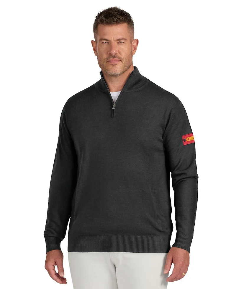 J. Palmer Men's Black Kansas City Chiefs Franchise Quarter-Zip Sweater