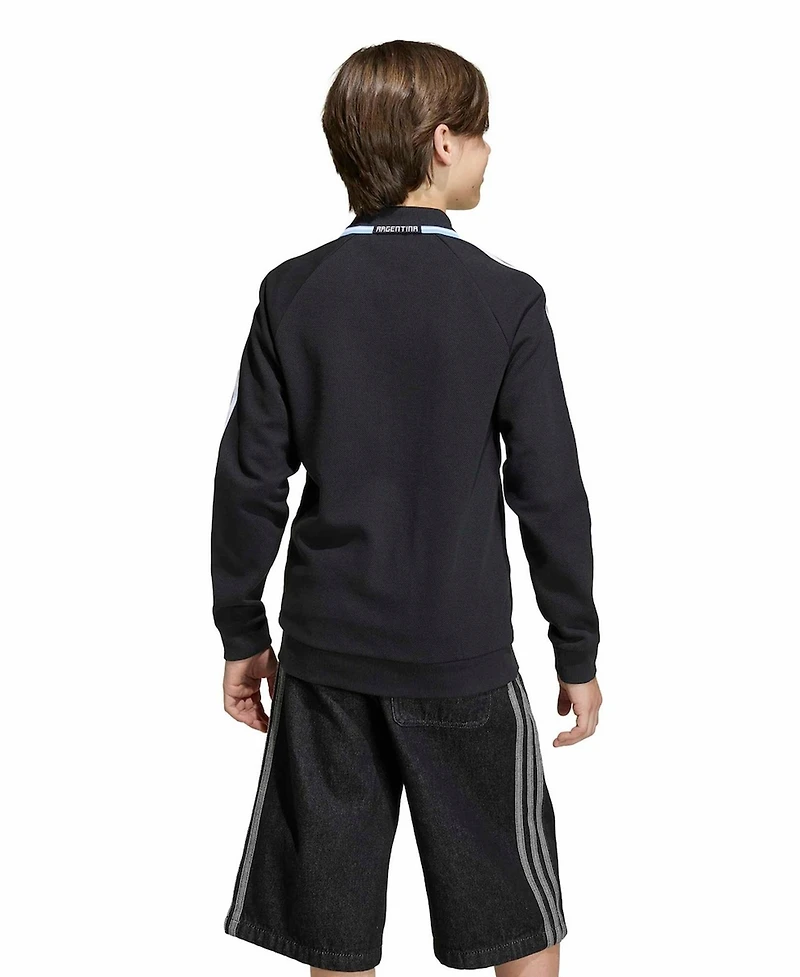 Adidas Big Boys and Girls Black Argentina National Team Away Full-Zip Anthem Jacket
