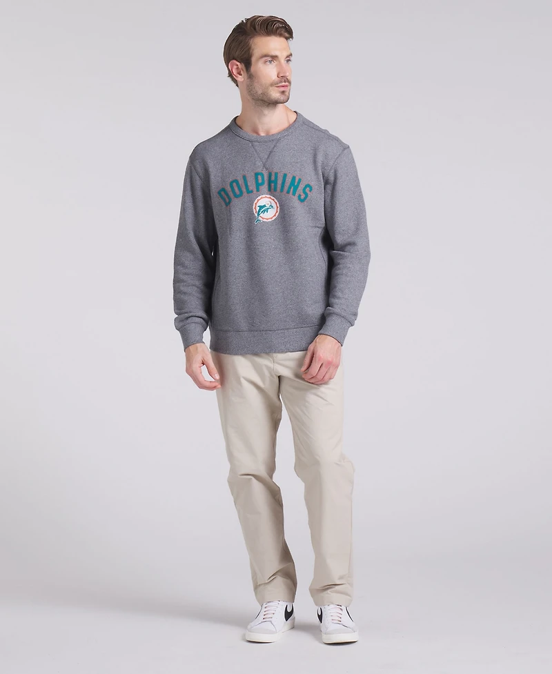 Fanatics Men's Heather Gray Miami Dolphins Loop Terry Pullover Sweatshirt
