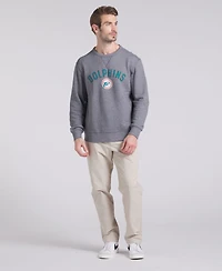 Fanatics Men's Heather Gray Miami Dolphins Loop Terry Pullover Sweatshirt