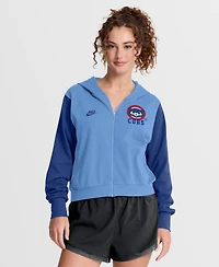 Nike Women's Light Blue/Royal Chicago Cubs Cooperstown Collection Cropped Full-Zip Hoodie