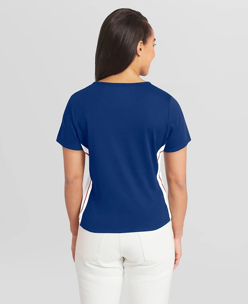 Wear by Erin Andrews Women's Royal Chicago Cubs Notch Neck Cropped T-Shirt