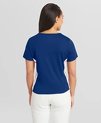 Wear by Erin Andrews Women's Royal Chicago Cubs Notch Neck Cropped T-Shirt