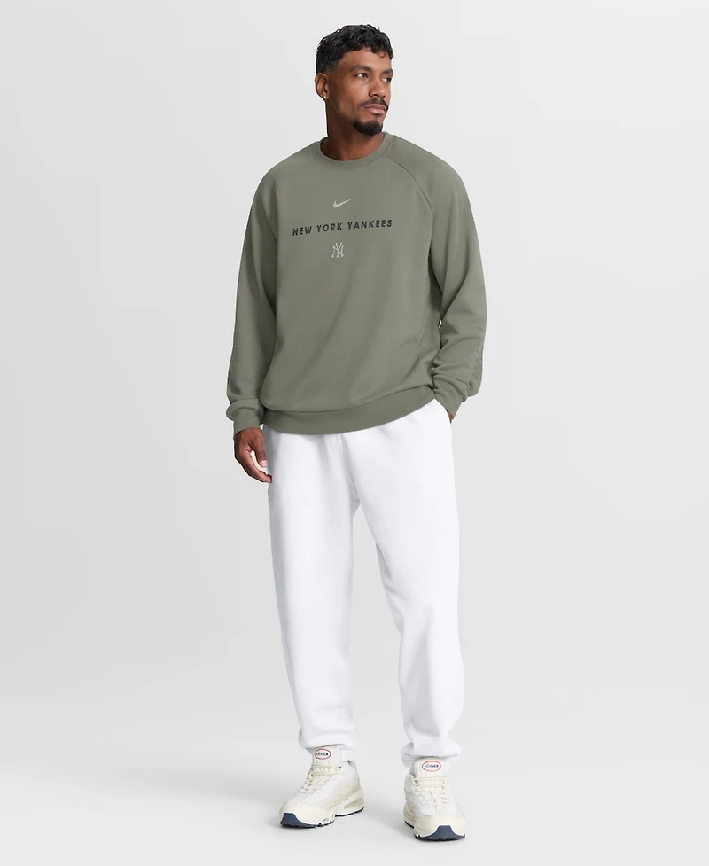 Nike Men's Olive New York Yankees Statement Primary Raglan Dri-fit Sweatshirt