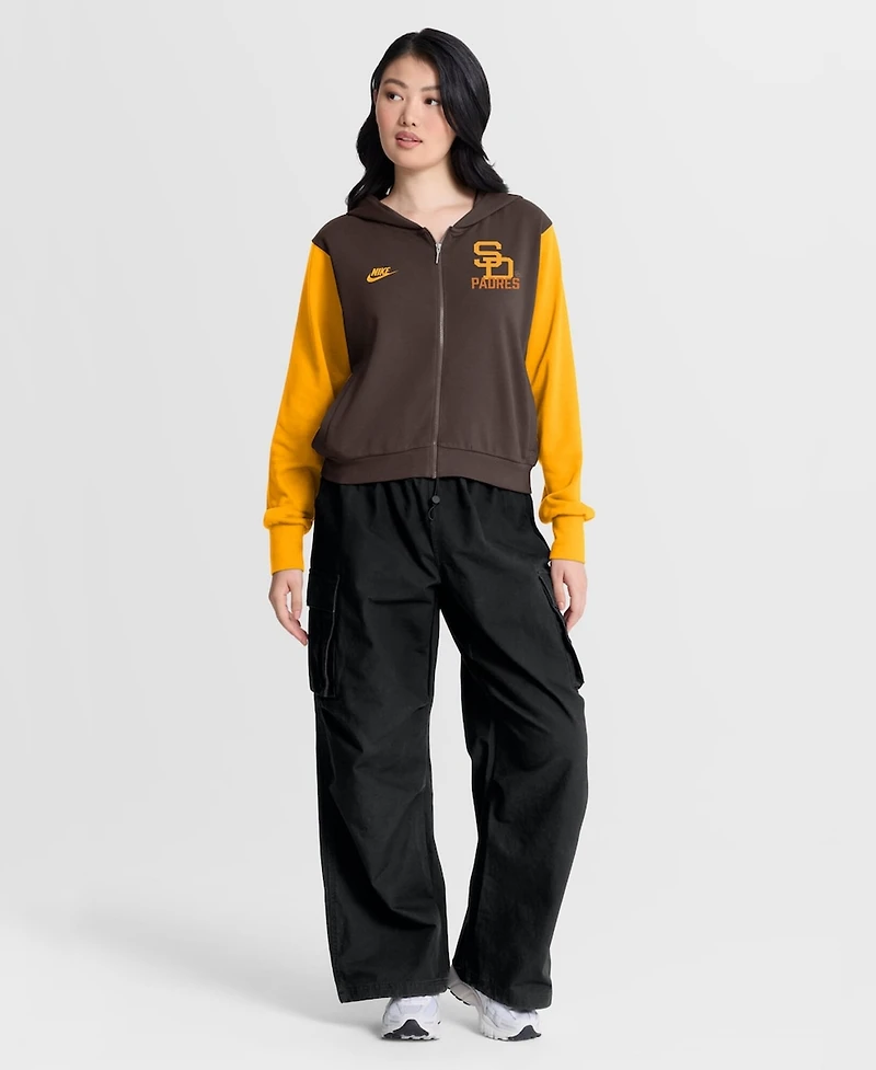 Nike Women's Brown/Gold San Diego Padres Cooperstown Collection Cropped Full-Zip Hoodie