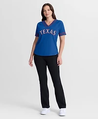 Fanatics Women's Royal Texas Rangers Diva Race Ahead Raglan V-Neck T-Shirt