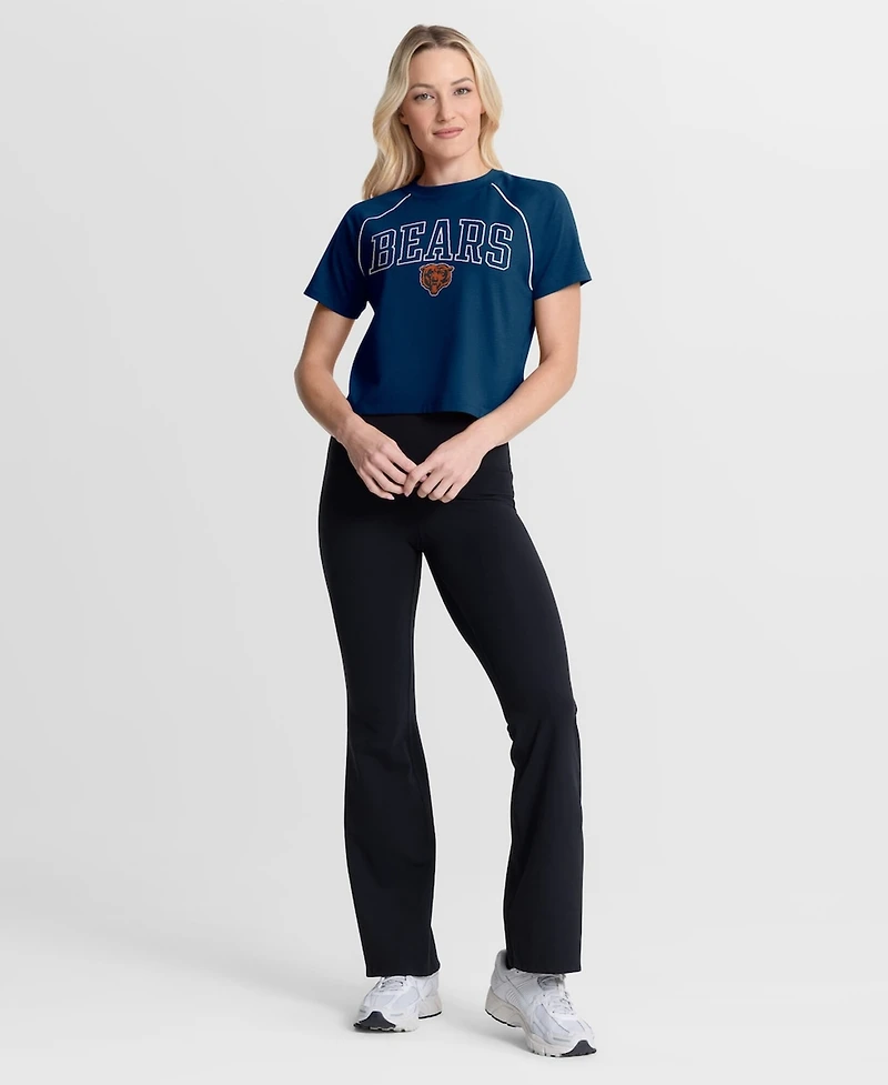 Fanatics Women's Navy Chicago Bears Offensive Scheme Raglan Tri-Blend Cropped Top
