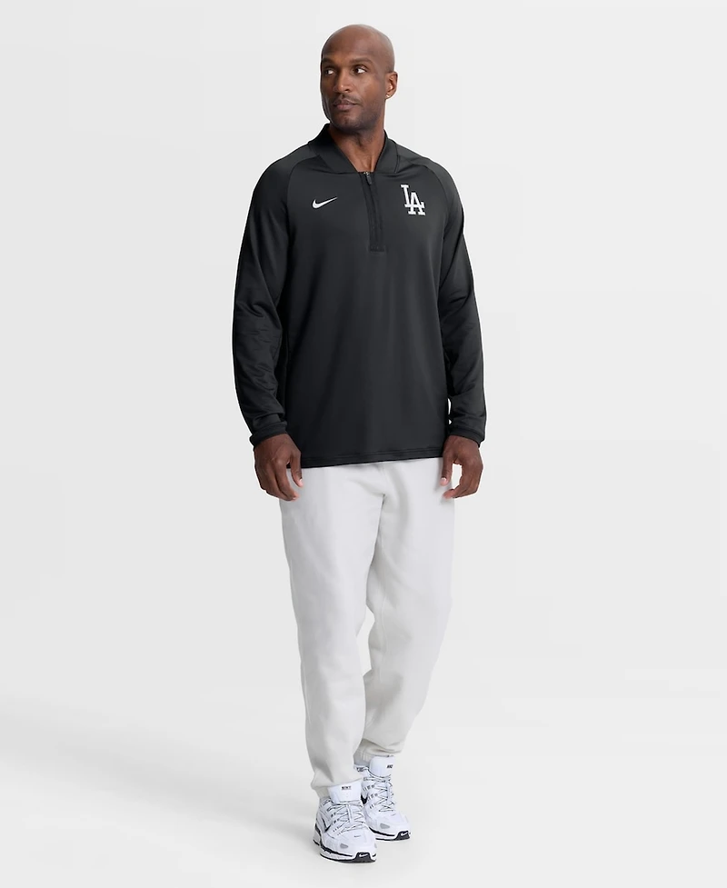 Nike Men's Black Los Angeles Dodgers Authentic Collection Dri-fit Raglan Half-Zip Pullover
