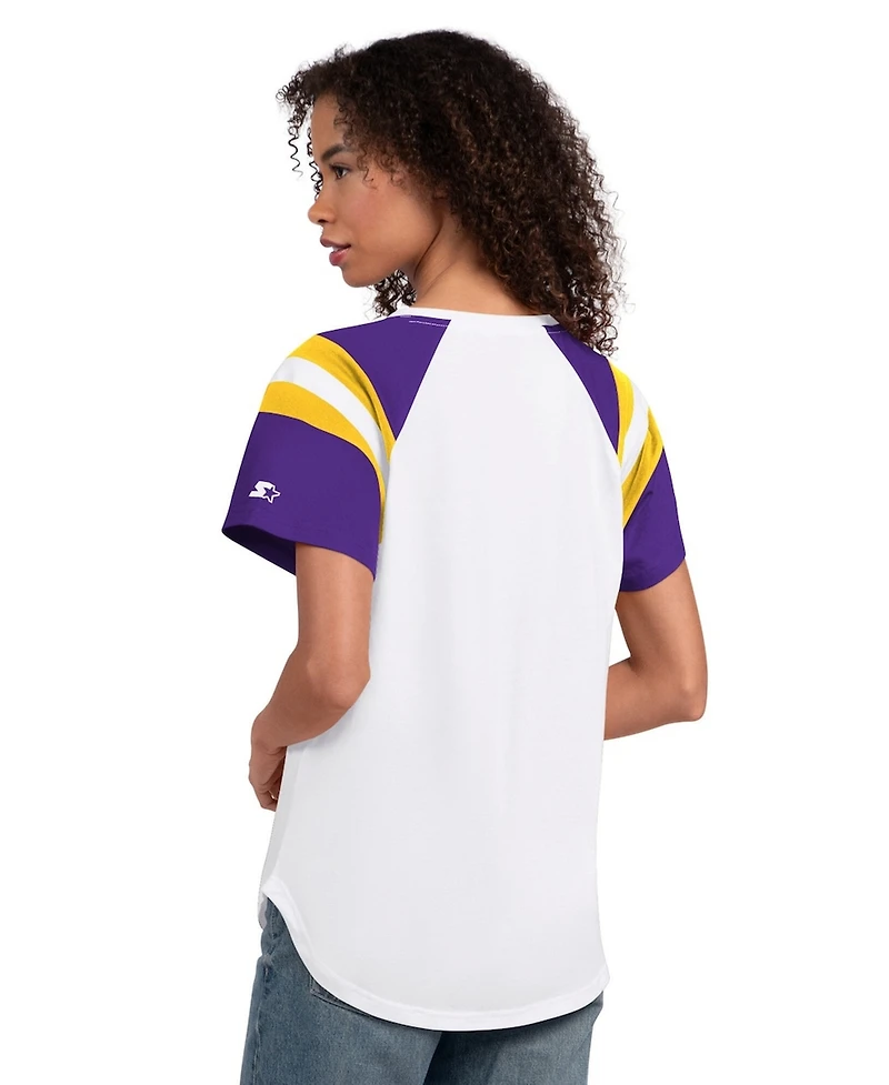 Starter Women's White Minnesota Vikings Game On Notch Neck T-Shirt