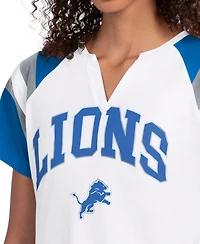Starter Women's White Detroit Lions Game On Notch Neck T-Shirt