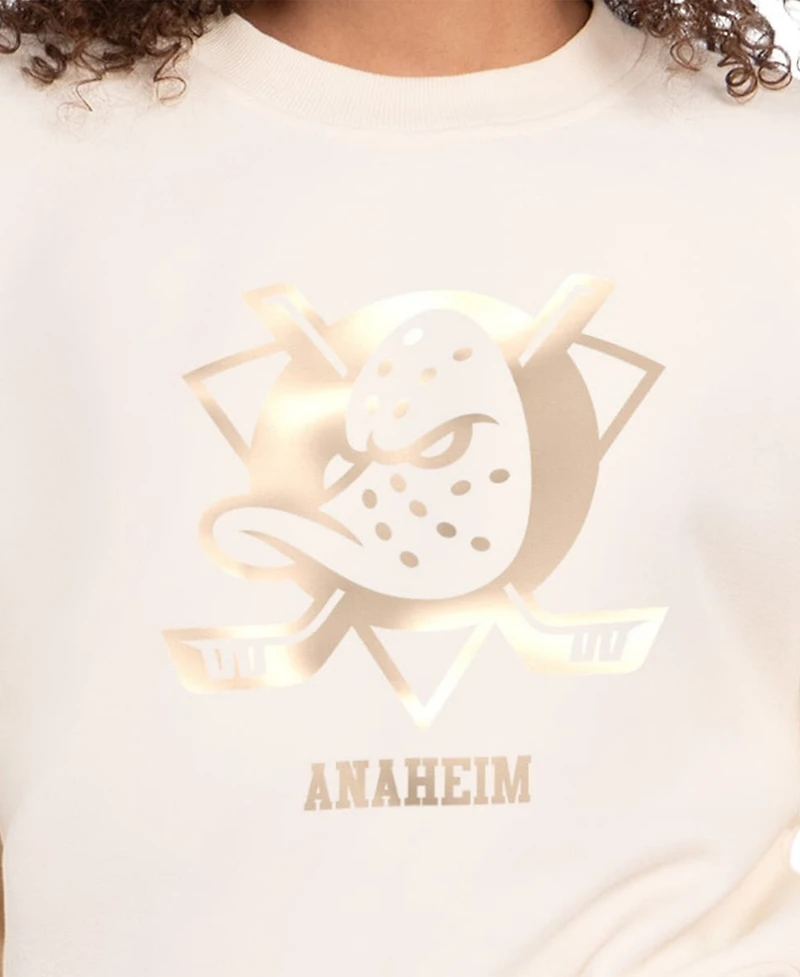 Starter Women's Cream Anaheim Ducks Boxy Cropped Sweatshirt