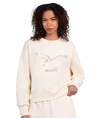 Starter Women's Cream Philadelphia Eagles Travel Pastels Boxy Fleece Sweatshirt