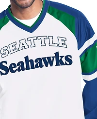 Starter Men's White Seattle Seahawks Infield Play Raglan Pullover Jacket