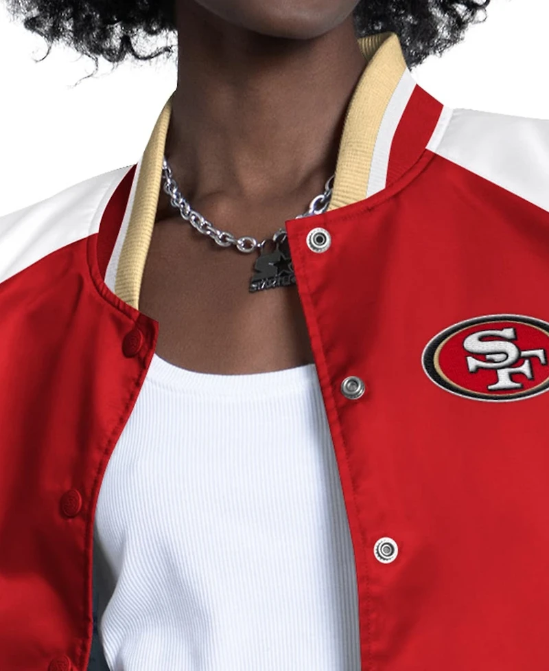 Starter Women's Scarlet/White San Francisco 49ers Raglan Blitz Full-Snap Varsity Jacket
