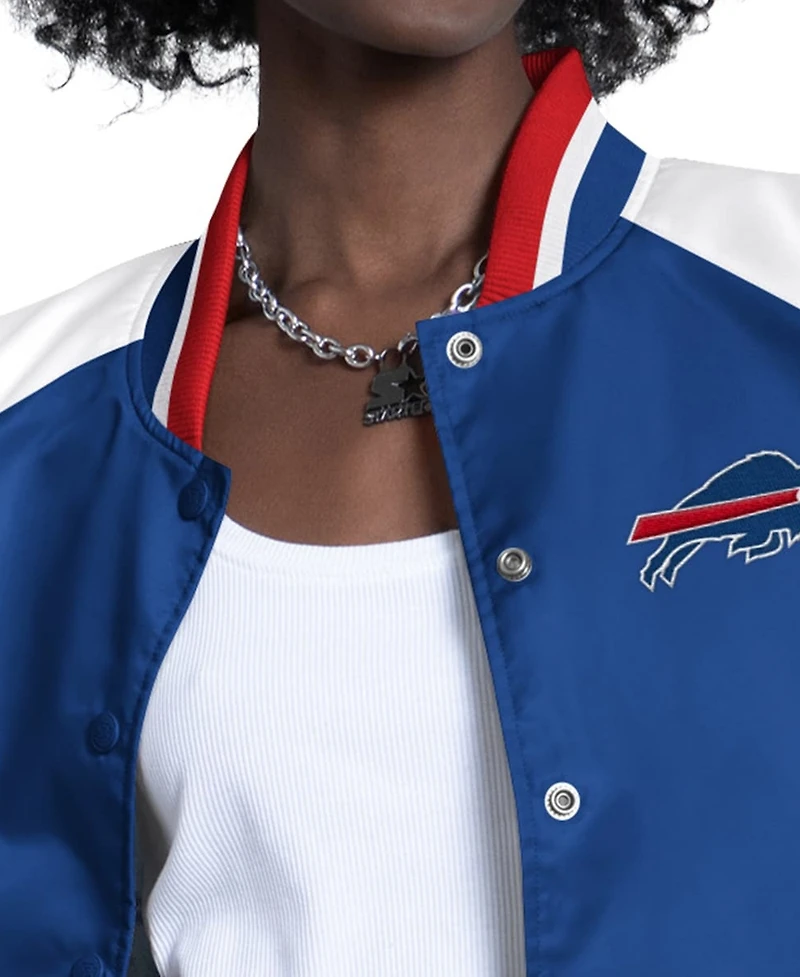 Starter Women's Royal/White Buffalo Bills Raglan Blitz Full-Snap Varsity Jacket