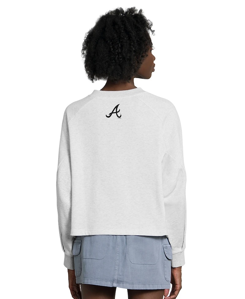 Starter Women's Gray Atlanta Braves Show Up Fashion Cropped V-Neck Sweatshirt