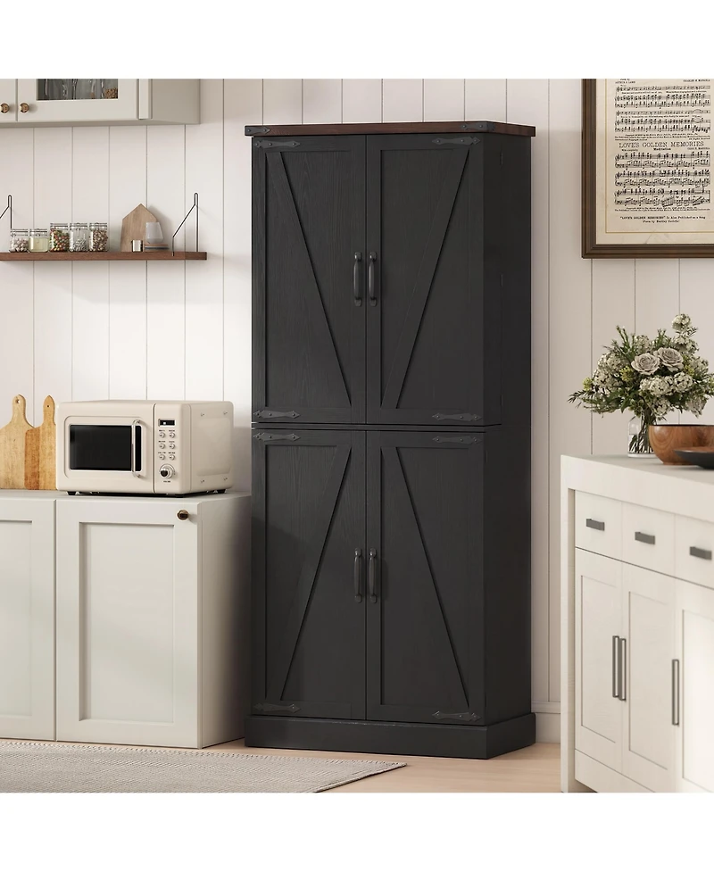 Homcom 72 Inch Tall Pantry Cabinet, Storage Cabinet with 8 Door Racks