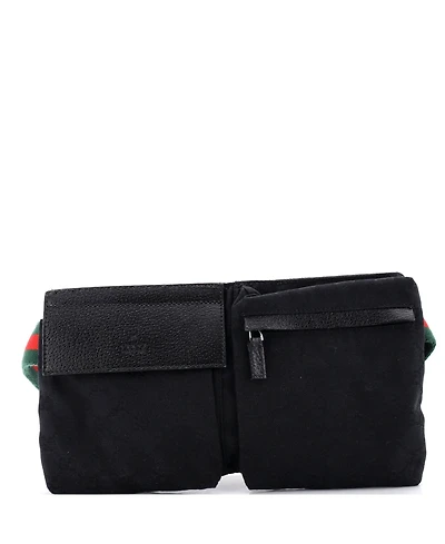Pre-Owned Gucci Small Vintage Double Belt Bag Gg Canvas with Leather
