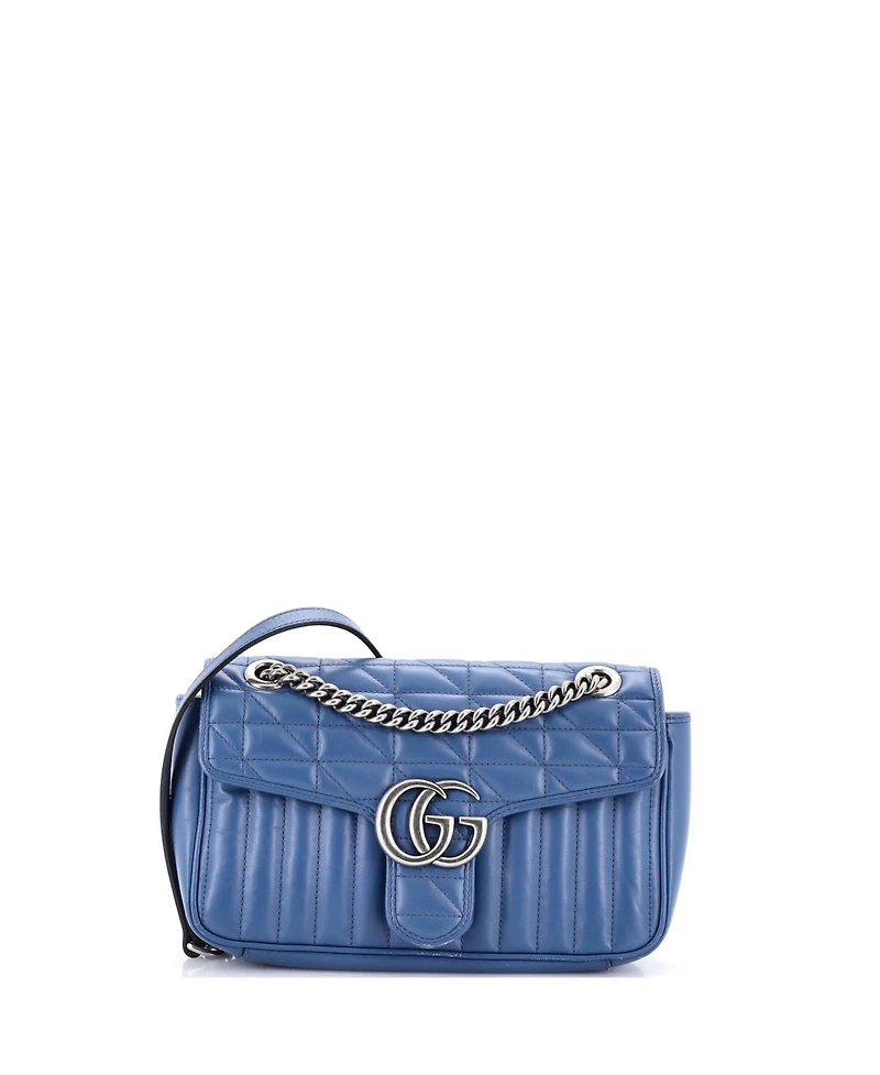 Pre-Owned Gucci Small Gg Marmont Flap Bag Mixed Matelasse Leather