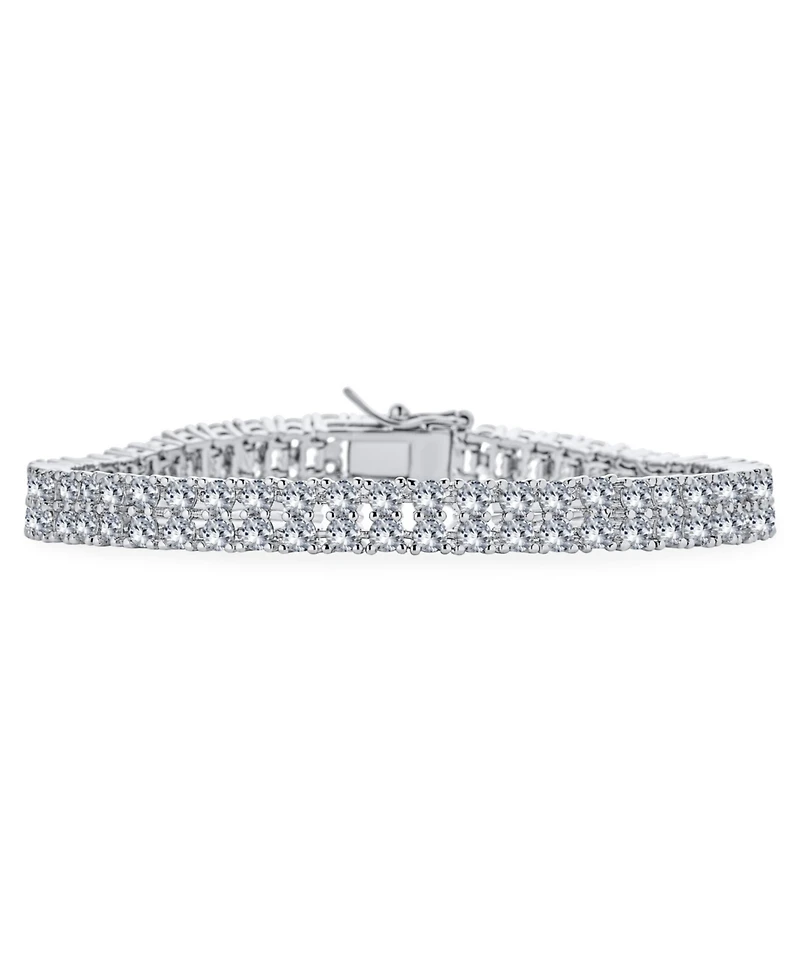 Bling Jewelry Classic Formal Bridal Two Row Statement Cz Cubic Zirconia Wide Tennis Bracelet 7.5 Inch