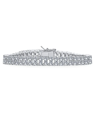 Bling Jewelry Classic Formal Bridal Two Row Statement Cz Cubic Zirconia Wide Tennis Bracelet 7.5 Inch