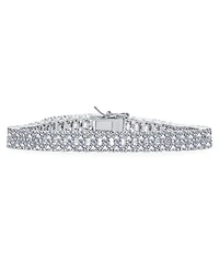 Bling Jewelry Classic Formal Bridal Two Row Statement Cz Cubic Zirconia Wide Tennis Bracelet 7.5 Inch