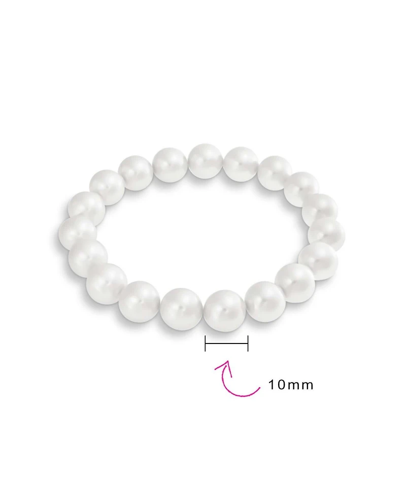 Bling Jewelry Classic Statement Faux Pearl Stackable Stretch Bracelet with 10MM Beads
