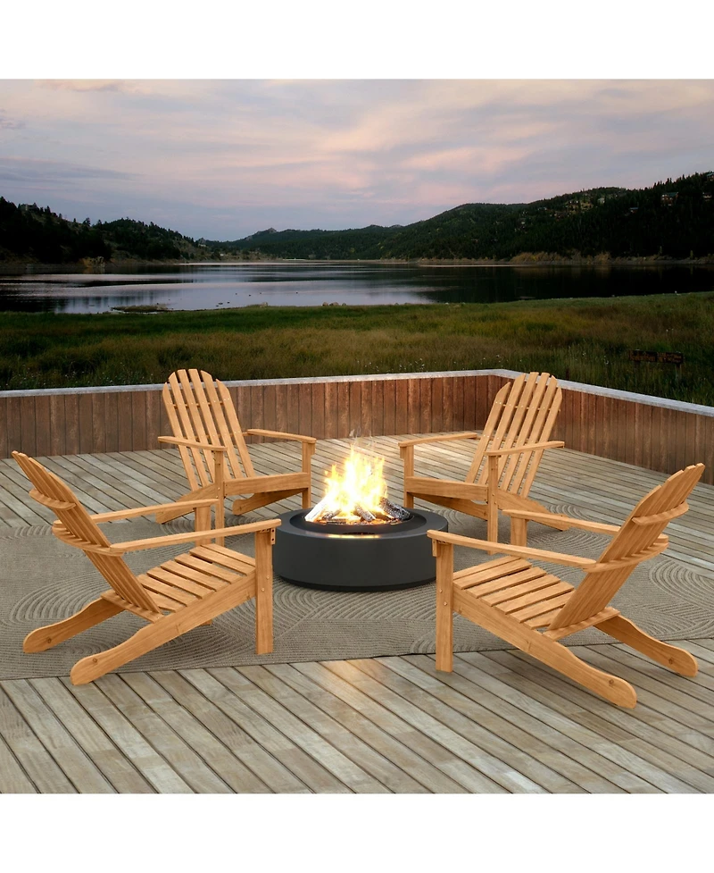 Outdoor Adirondack Chair Solid Wood Patio Garden Furniture