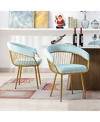 Dyhome Mid-Century Modern Glam Velvet Dining Chairs Set of 2