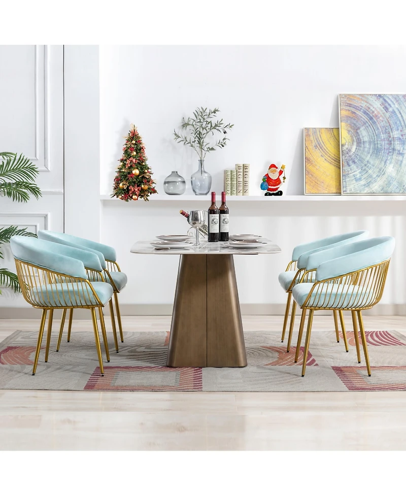 Dyhome Mid-Century Modern Glam Velvet Dining Chairs Set of 2