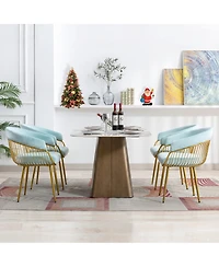 Dyhome Mid-Century Modern Glam Velvet Dining Chairs Set of 2