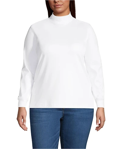 Lands' End Plus Size Long Sleeve Supima Mock Turtleneck