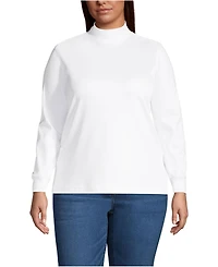 Lands' End Plus Size Long Sleeve Supima Mock Turtleneck