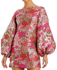 Mac Duggal Women's Floral Brocade Balloon Sleeve Mini Dress