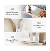 Slickblue Modern Mirrored Entryway Table Console for Hallway, Living Room and Home Styling-Silver