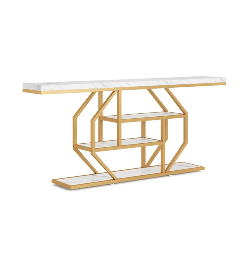 Slickblue 4-Tier Accent Console Table with Open Storage Shelves for Living Room Display