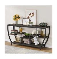 Slickblue Industrial Entryway Console Table with Open Shelves for Living Room Organization