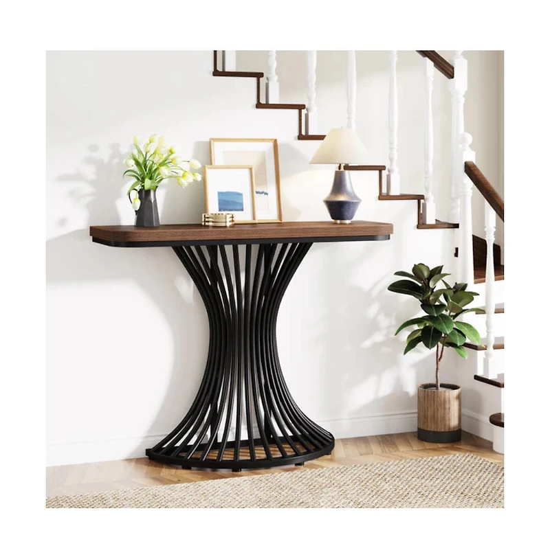 Slickblue Contemporary Console Table with Stylish Geometric Metal Frame for Home Decor