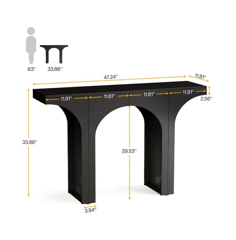 Slickblue Modern Wooden Entryway Console Table with Decorative Arch Base Design