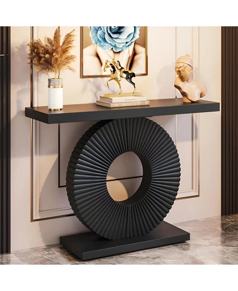 Slickblue Modern Wood Console Table with Geometric Base
