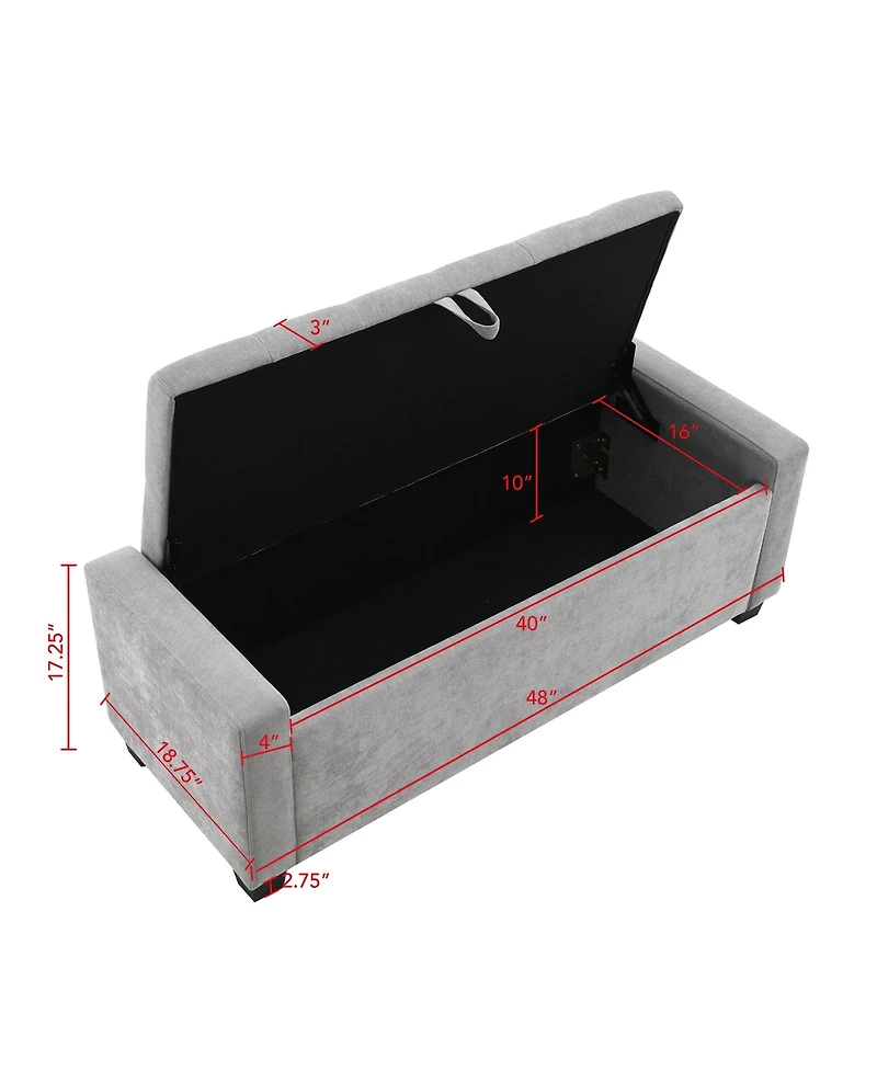 Flynama 48" Button-Tufted Storage Ottoman, 350 lbs