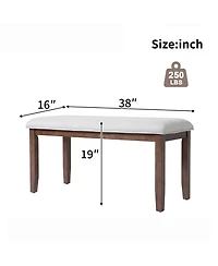 Flynama 38" Mid-Century Upholstered Bench - Solid Wood Legs and Padded Seat for Dining, Bedroom and Entryway