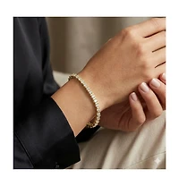 Simona Radiant Alternating Round Cz and Polished Lined Bracelet