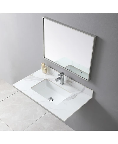 Sillysis Sintered Stone Vanity Top with Backsplash, Rectangular Undermount Sink, Pre-Drilled Faucet Hole