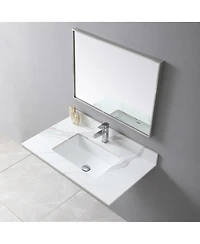 Sillysis Sintered Stone Vanity Top with Backsplash, Rectangular Undermount Sink, Pre-Drilled Faucet Hole