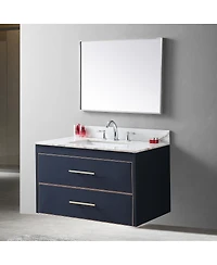 Sillysis 31/37/43 Inch Sintered Stone Vanity Top with Ceramic Rectangular Sink, 4 Inch Backsplash, 3 Faucet Holes