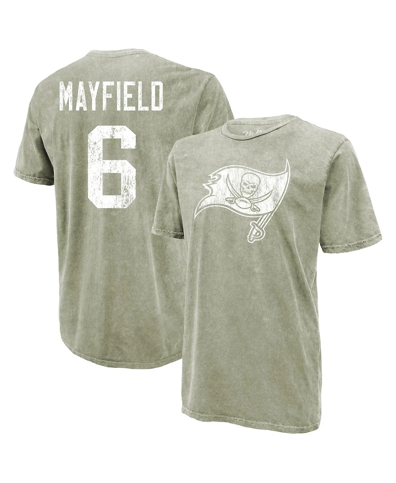 Majestic Threads Men's Baker Mayfield Moss Green Tampa Bay Buccaneers Mineral Wash Name Number T-Shirt