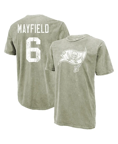 Majestic Threads Men's Baker Mayfield Moss Green Tampa Bay Buccaneers Mineral Wash Name Number T-Shirt